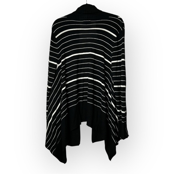 Apt 9 Black and White Stripes Open Waterfall Cardigan L - Picture 2 of 6